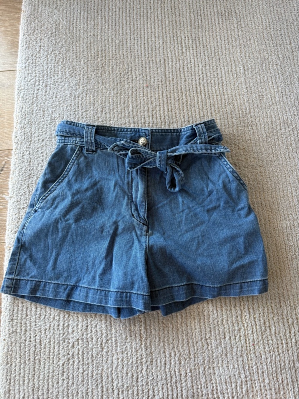 Wilfred Denim Paperbag High-Waist Shorts - Blue